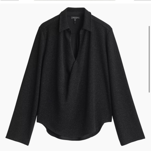 NEW Rag & Bone Lilith Metallic Blouse Top in Black - Size S - Picture 1 of 11